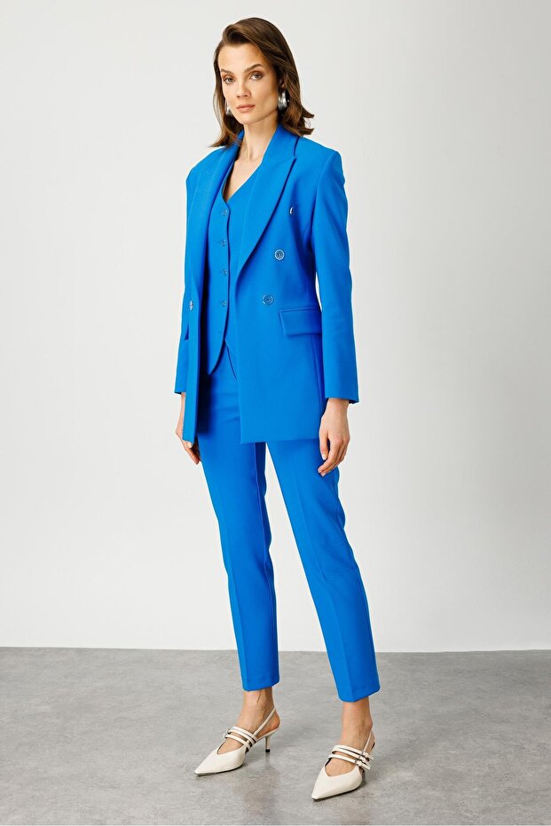 Modailgi Half Lined Button Detailed Jacket Blue - 6