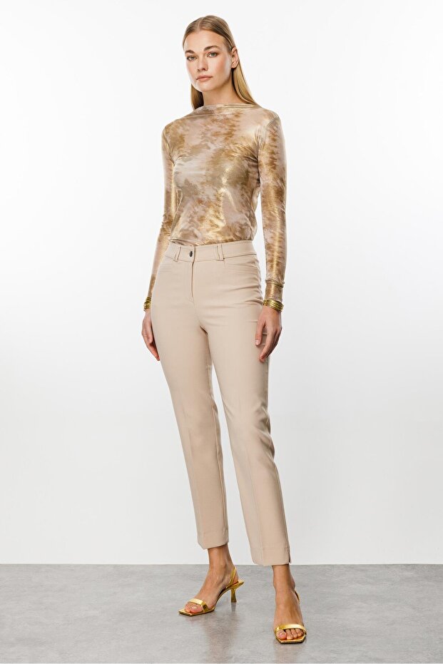 Modailgi  Yan Cep Dar Paça Pantolon Taş - 3