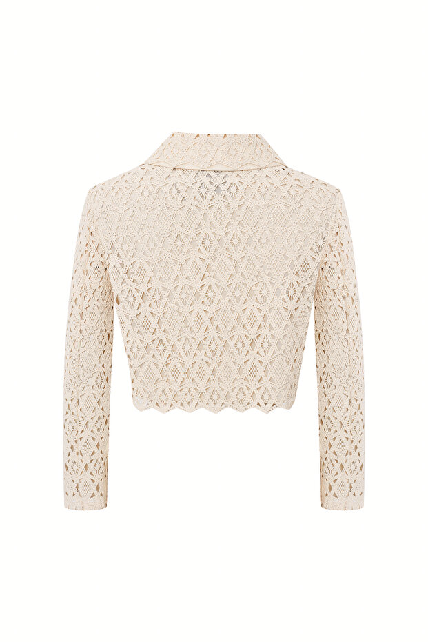 Dantelli Crop Ceket - 9