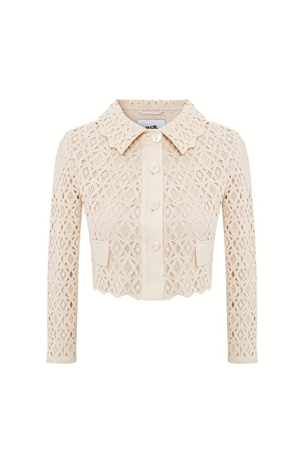 Dantelli Crop Ceket - 7