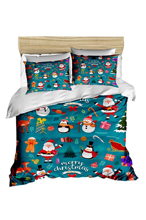 Penguin Merry Christmas 3D Digital Double Duvet Cover Set