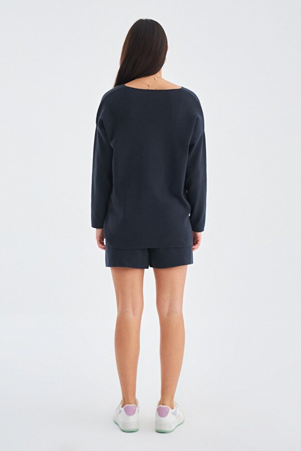 %100 Pamuk Kadın Şort - Antrasit - 5