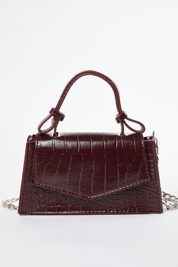 Bordo Dokulu Çapraz Askılı Kadın Mini Boy City Çanta TWOAW25OC00001 - 1