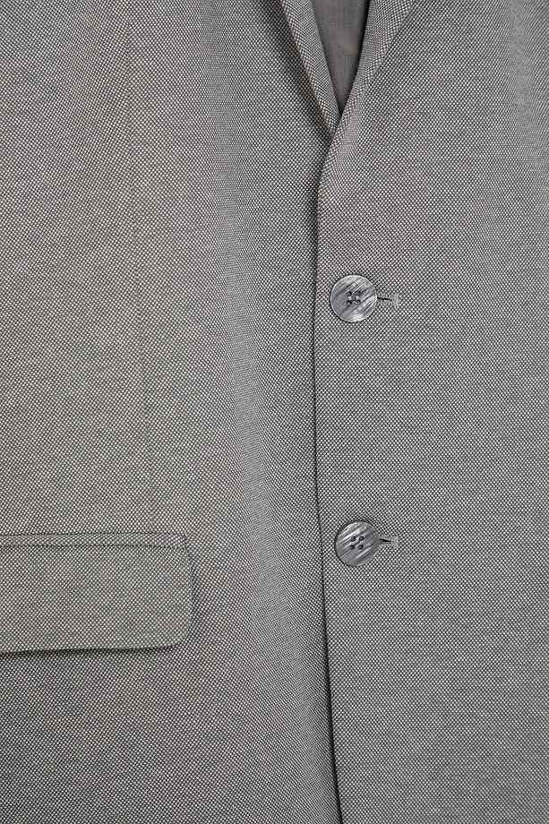 Gri Regular Fit Dokulu Rahat Esnek Kumaş Blazer Ceket TMNAW22CE0235 - 8