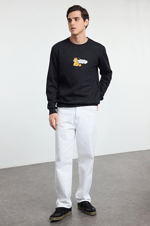 Siyah Garfield Orijinal Lisanslı Baskılı Regular/Normal Kesim Sweatshirt TMNAW21SW0569 - 1