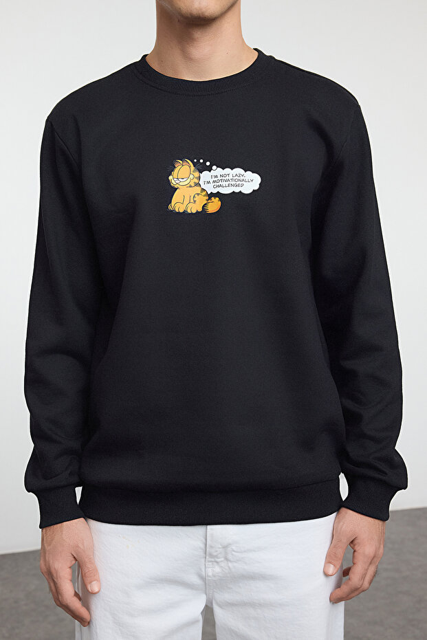 Siyah Garfield Orijinal Lisanslı Baskılı Regular/Normal Kesim Sweatshirt TMNAW21SW0569 - 3