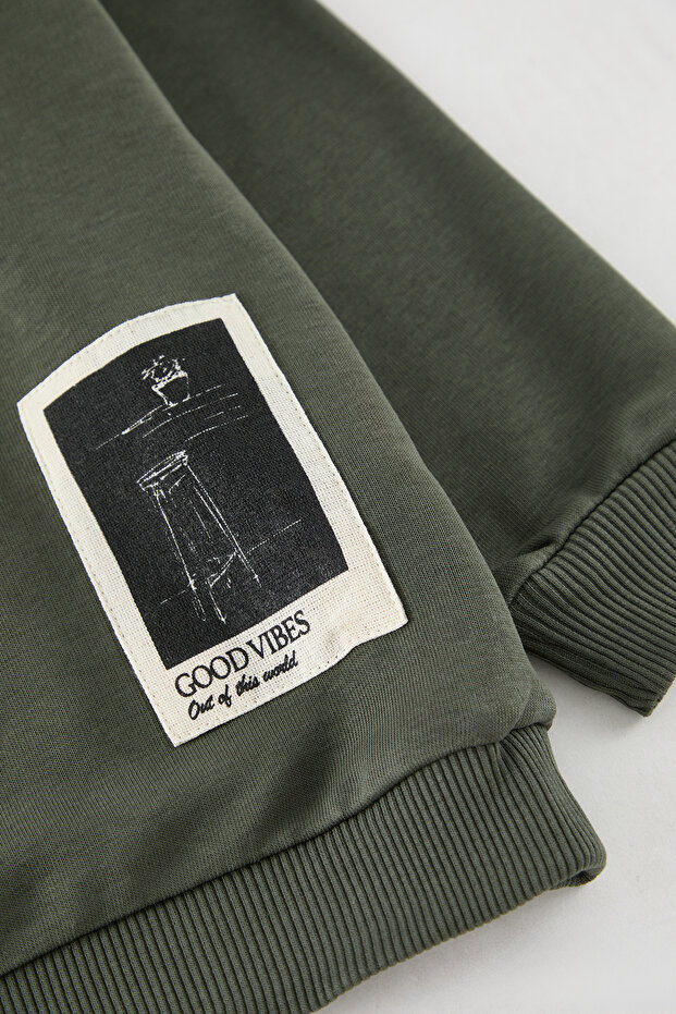 Haki Erkek Çocuk Bisiklet Yaka Örme Sweatshirt TKDAW25SW00070 - 2