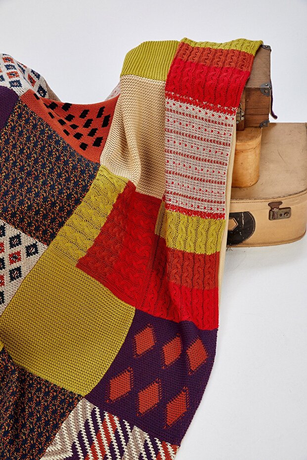 Pamuklu Çift Kişilik Patch Battaniye - Multı Renk - 3