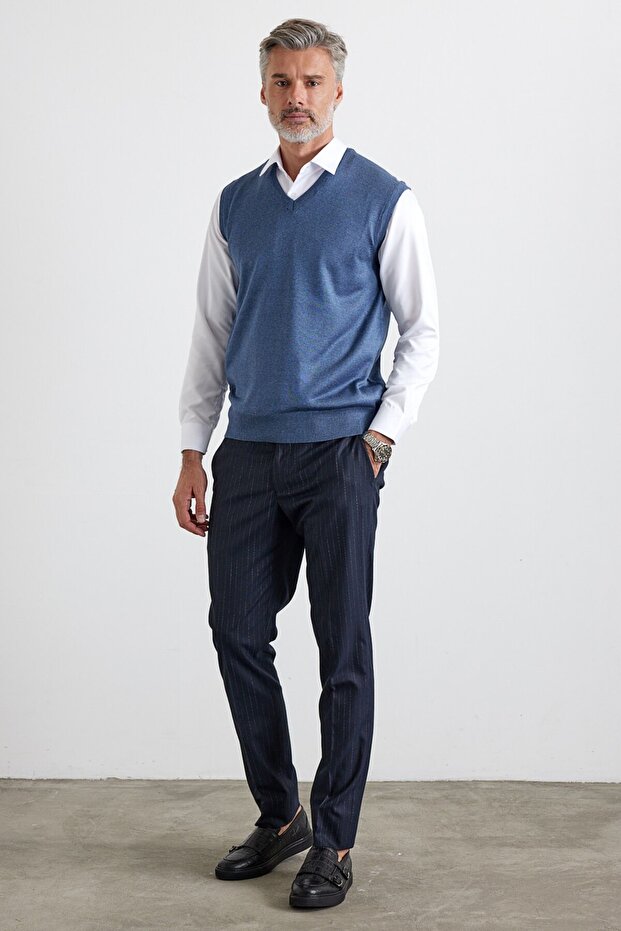 Men's Plus Size Regular Cut V-Neck Sleeveless Sweater Knitwear Sweater