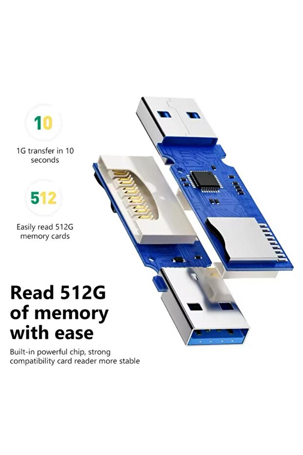 قارئ بطاقة الذاكرة USB 3.0 SDXC MICRO SD TF أسود أبيض متعدد القراء - 3