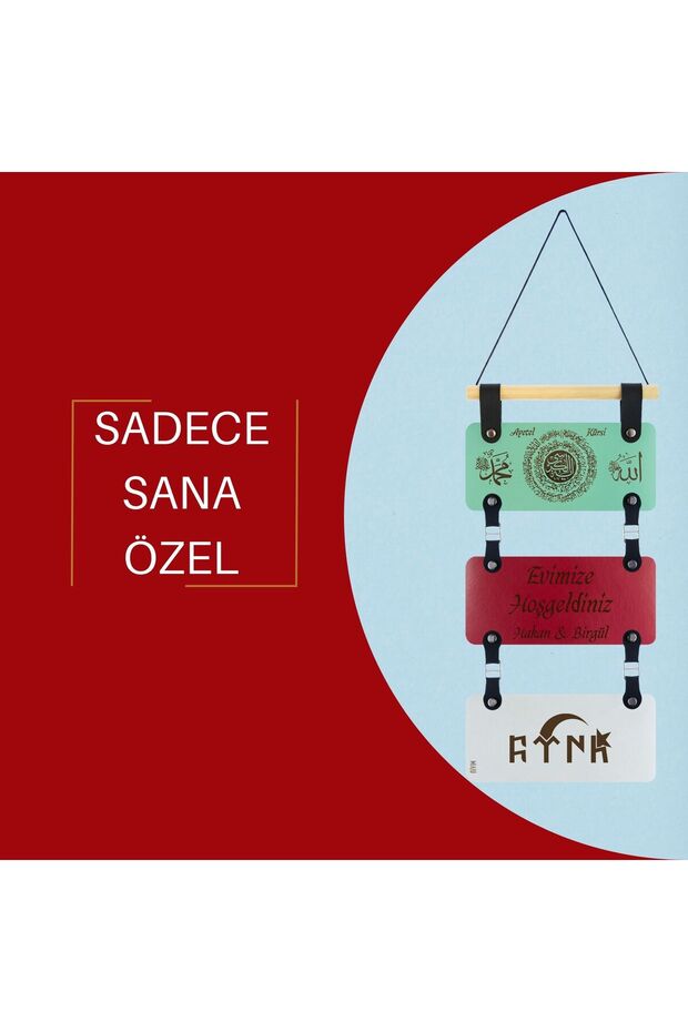 Bereket Dualı Ve Bozkurt Motifli, Aile İsimleriyle Evinize Kişisel Bir Dokunuş, Dekoratif Kapı Süsü - 5