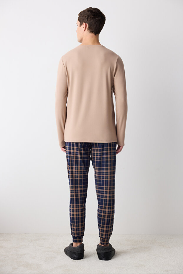 Bej Jogger Pantolon Pijama Takımı - 5