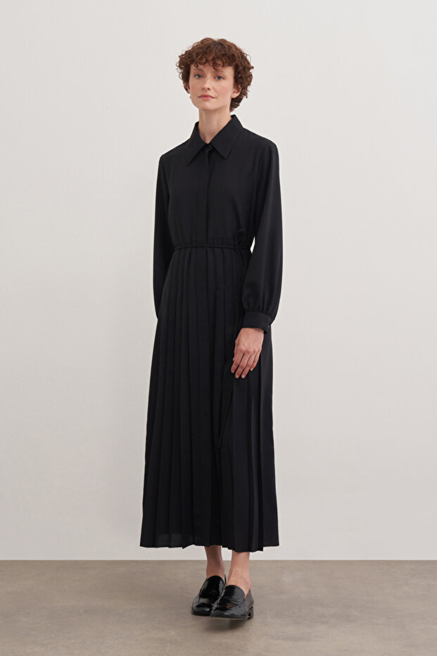 Pileli Gömlek Elbise - 2