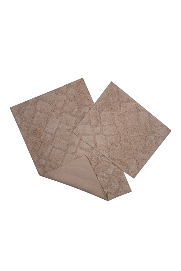 Bath Mat 2 Pack Mixed Pattern Light Brown - 1