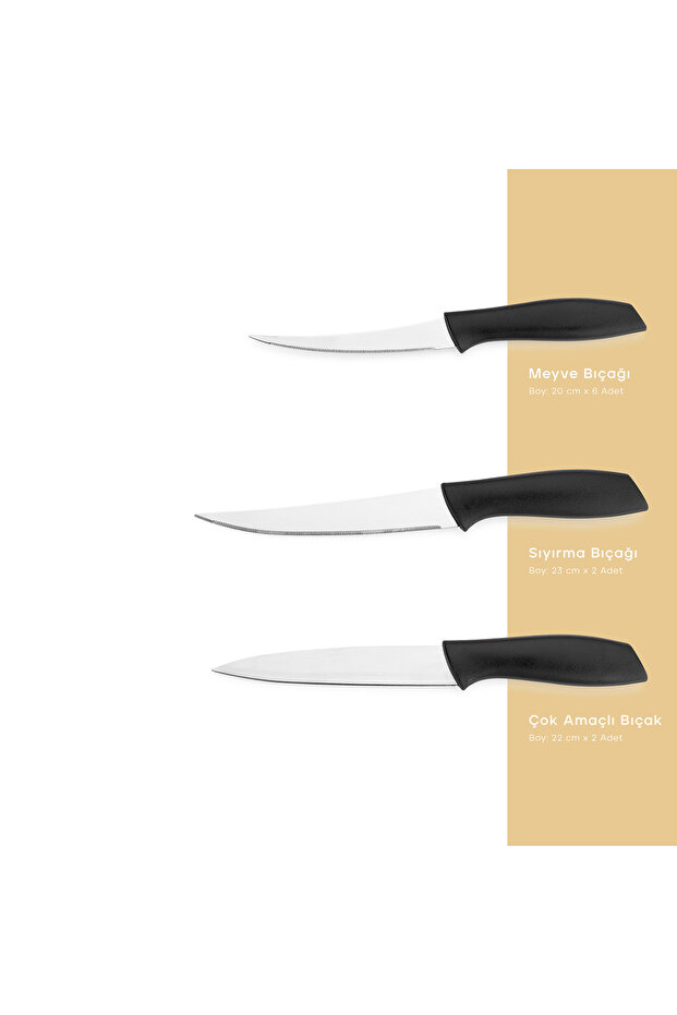 Quick Chef Bıçak Seti 10 Parça-Siyah - 2
