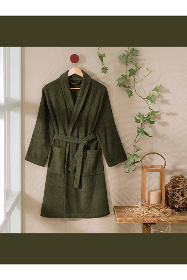 Khaki Şalyaka Cotton Bathrobe - L/xl