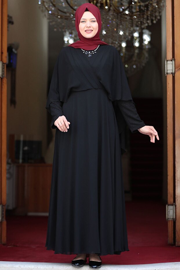Ecem Tesettür Abiye Siyah - 1