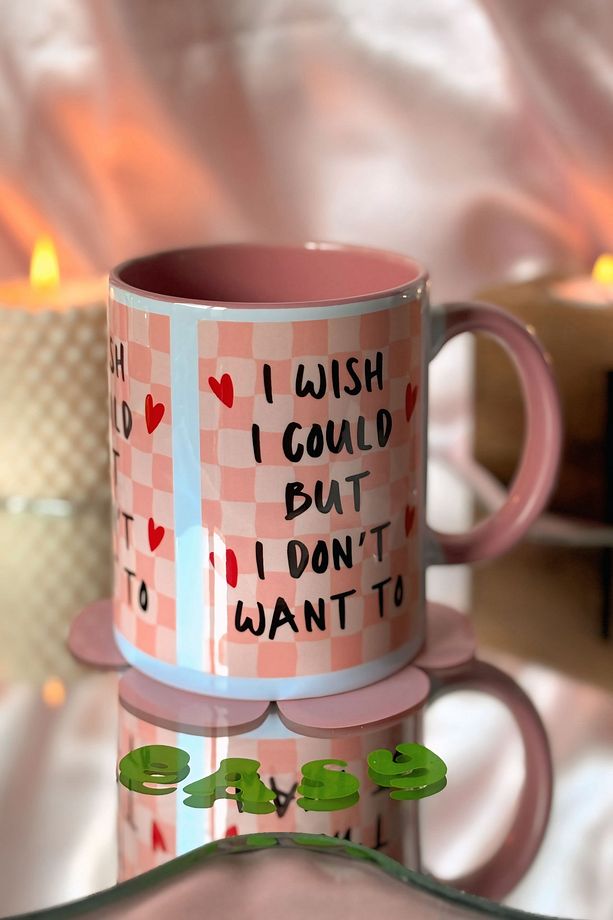 I WISH I COULD BUT I DON'T WANT TO İçi ve Kulbu Pembe Kupa - 4