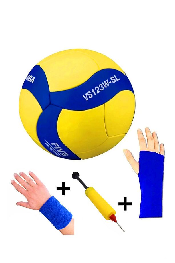 Vs123w-sl 18 Sarı Voleybol Topu + Pompa + Kolluk + Havlu Bilekli - 1
