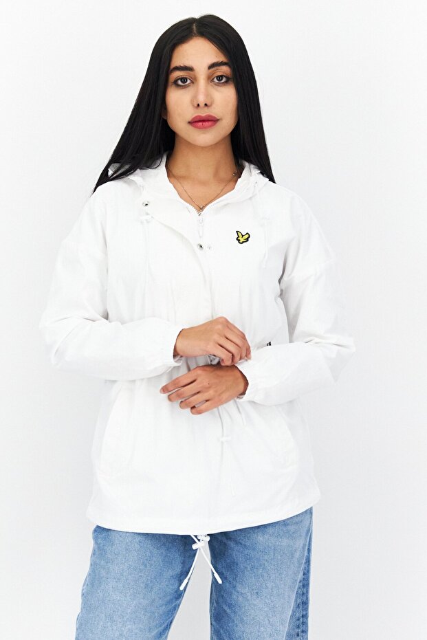 Women Brand Logo Hooded Jacket, White