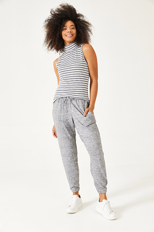 Women's Beige Elastic Leg Sweatpants