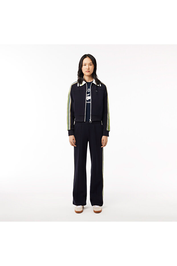 Unisex Bisiklet Yaka Baskılı Lacivert T-Shirt - 5