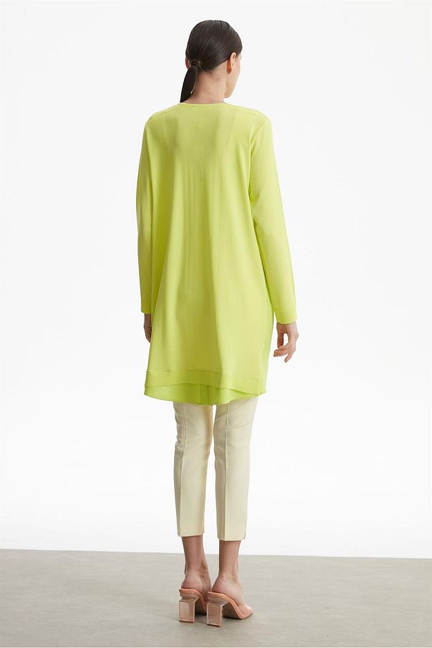 Kumaş Garnili Rayon Basic Triko Tunik Lıme - 4