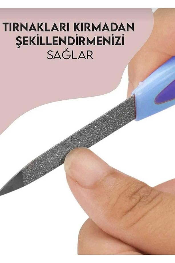 3lü Set 1 Adet Çok Amaçlı Makas + 2'li Kağıt Törpü + Çift Taraflı Tırnak Eti Temizleyicili Törpü - 5