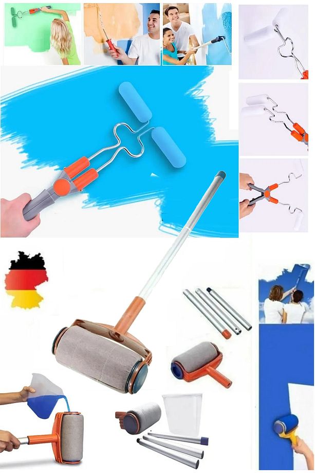 2'li Duvar Boya Seti Alman Paint Runner Damlatmayan Rulo ve Xglide Çift Başlıklı Rulo Boya Fırçası - 1