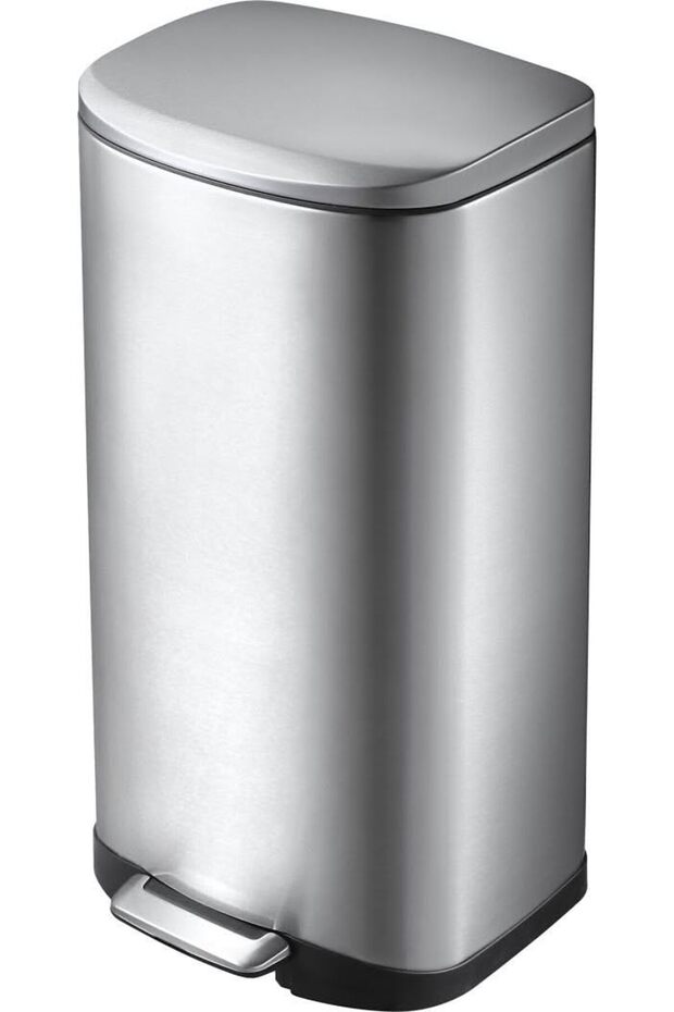 Della Stainless Steel Rectangular Step Waste Bin with Soft Close Lid, 20-Liter