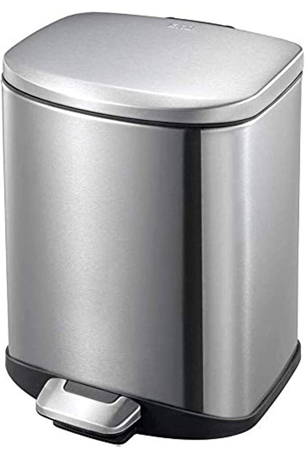 Della Stainless Steel Rectangular Step Waste Bin with Soft Close Lid, 6-Liter