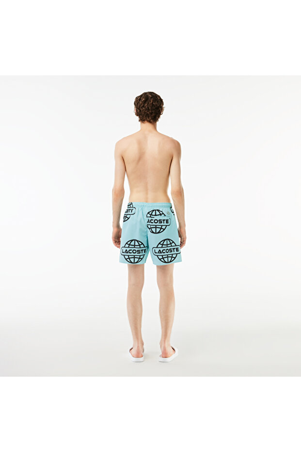 Erkek Baskılı Yeşil Şort - 3