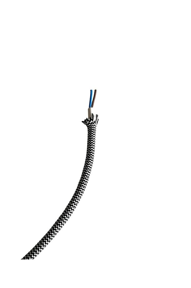 Avize Abajur Lambader Duy Elektrik Kablosu Kumaş (2*0,75 TTR) 1 Metre Siyah-Beyaz) - 2