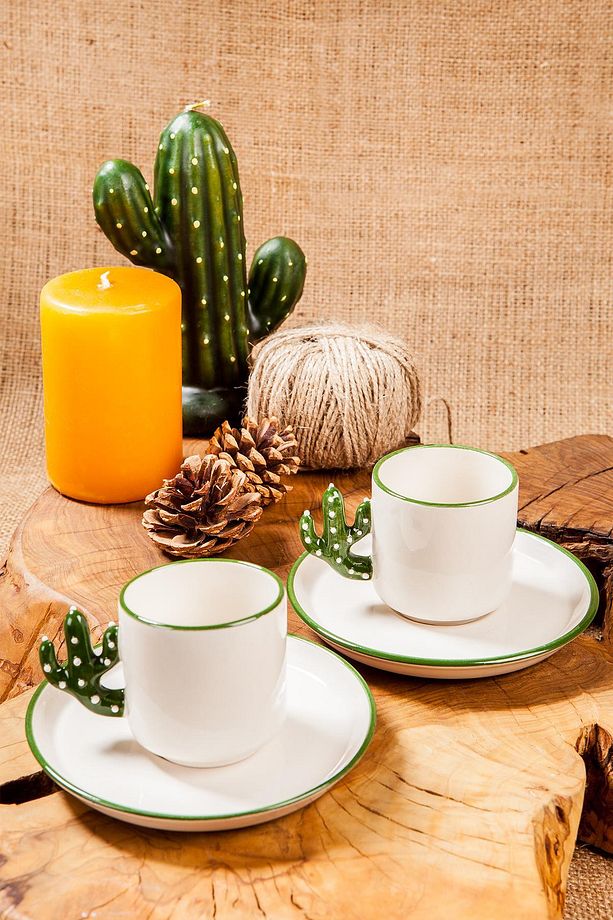 Homemade Cactus Fileto 2 Kişilik Kahve Fincanı - 1