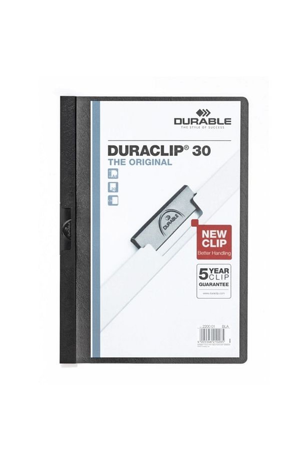 Sıkıştırmalı Dosya Duraclip Ortadan Klipsli 30 Syf A4 Siyah 2200 / - 1