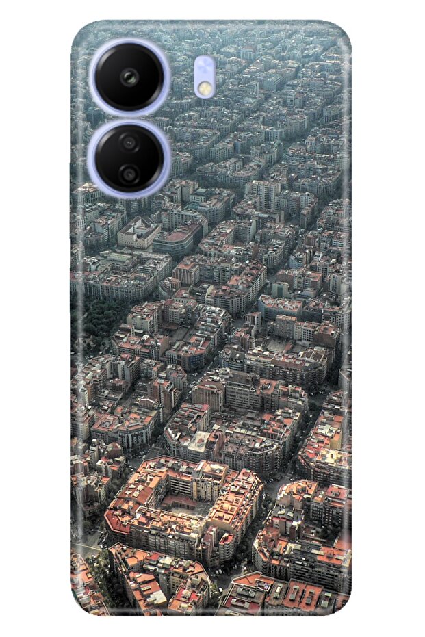 Xiaomi C65 - Redmi 13C Case Illustrated Printed Silicone Barcelona