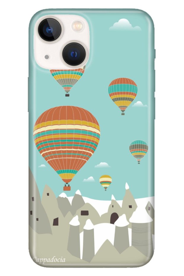 iPhone 13 Compatible Case Colored Patterned Silicone Cappadocia