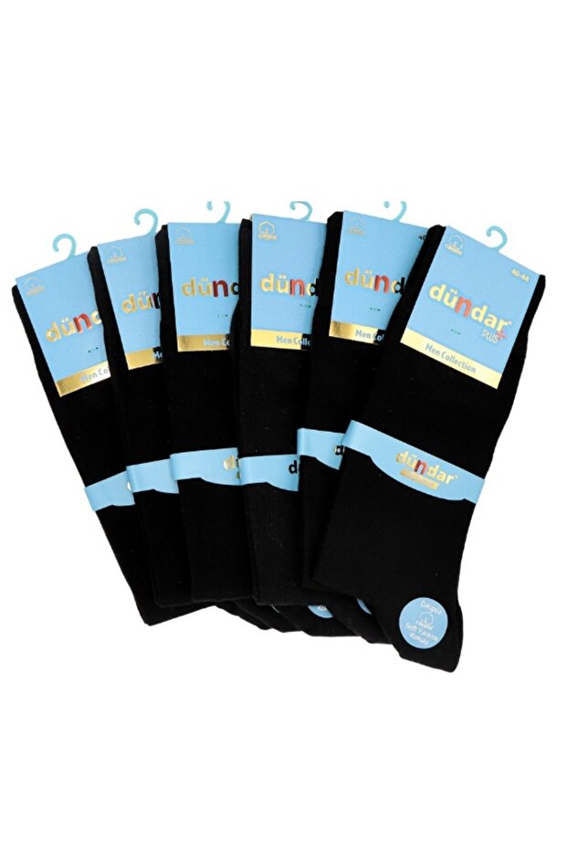 Men's 6-Piece Black Heel Toe Reinforced Lycra Cotton Socks Dundar /5527