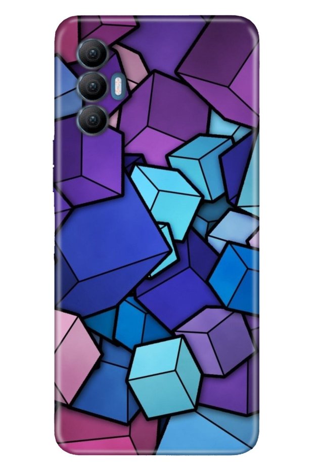 Spark 8 Pro Case Silicone Tioserisi Patterned Illustrated - 4D Cubes
