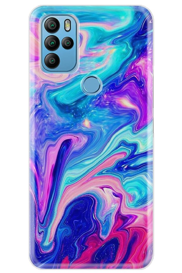 Gm 21 Pro Compatible Case 0.4mm Laser Cut Silicone Cover Blue Pink Illusion