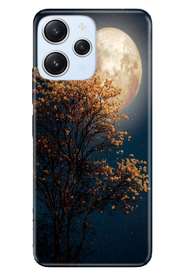 حافظة متوافقة مع هاتف Xiaomi Redmi 12 مع غطاء حماية من السيليكون بنمط صورة Full Moon