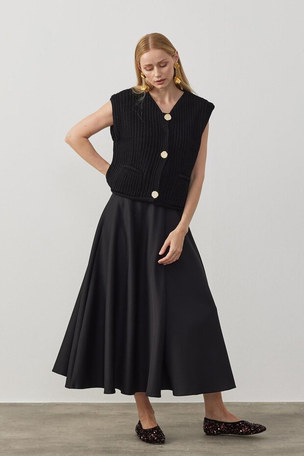 Riley Dore Düğmeli Örme Süveter_ANTRASİT - 5