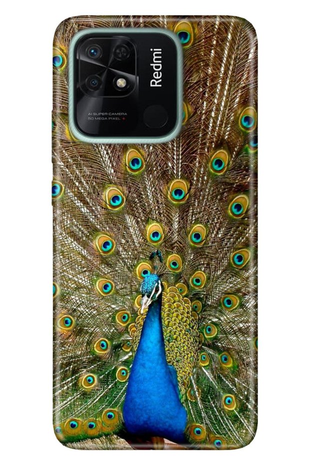 غلاف هاتف Xiaomi Redmi 10c مصنوع من السيليكون بنمط Tioserisi بصورة - طاووس