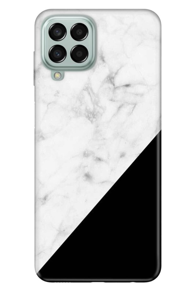 Samsung Galaxy M33 Compatible Case 0.4mm Laser Cut Silicone - Black White Marble