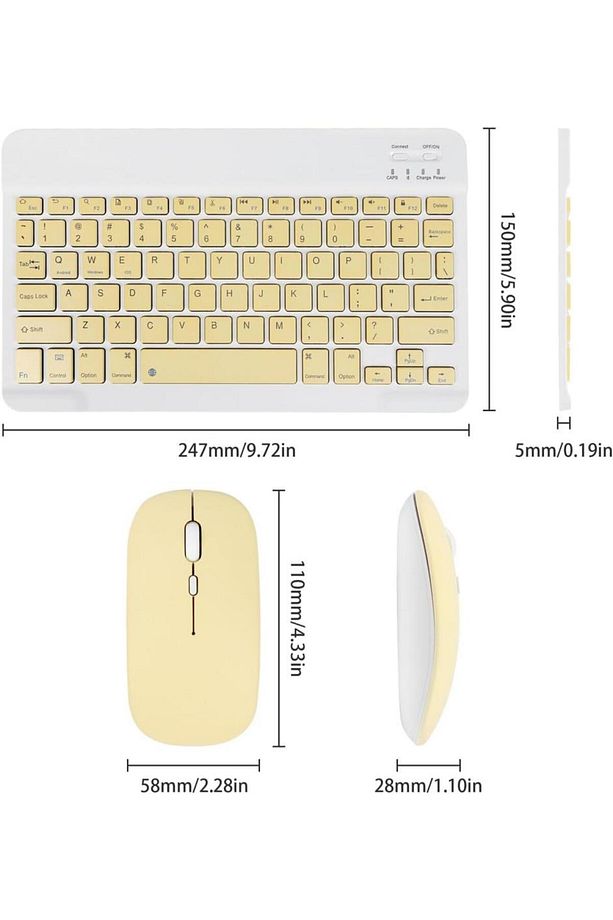 Apple iPad 10.NESİL 10.9 ve 11. NESİL A16 Uyumlu Flip Kılıf SArı+ Bluetoothlu Klavye Mouse + Kalem - 6