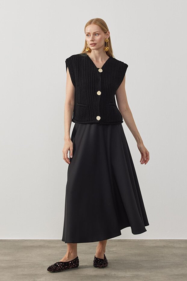 Riley Dore Düğmeli Örme Süveter_ANTRASİT - 2