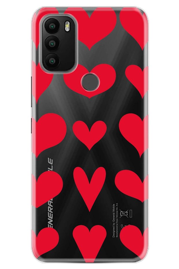 Gm 21 Plus Case 0.4mm Laser Cut Silicone Cover Red Hearts