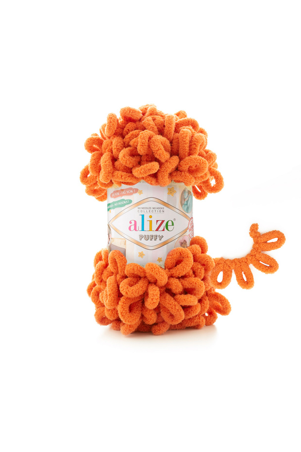 15 Adet - 3 Paket - 06 Portakal Alize Puffy El Örgü Battaniye Panduf Atkı Hırka Paspas İpliği - 1