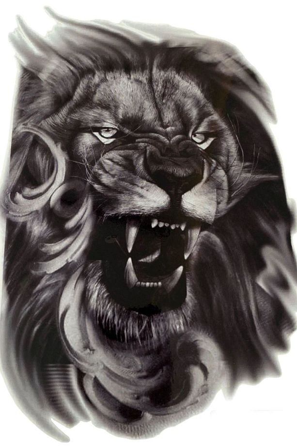 Gerçek Dövme Görünümlü Aslan Modeli 3 Boyutlu Tattoo - 3