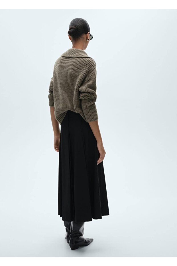 İri pileli midi etek - 4